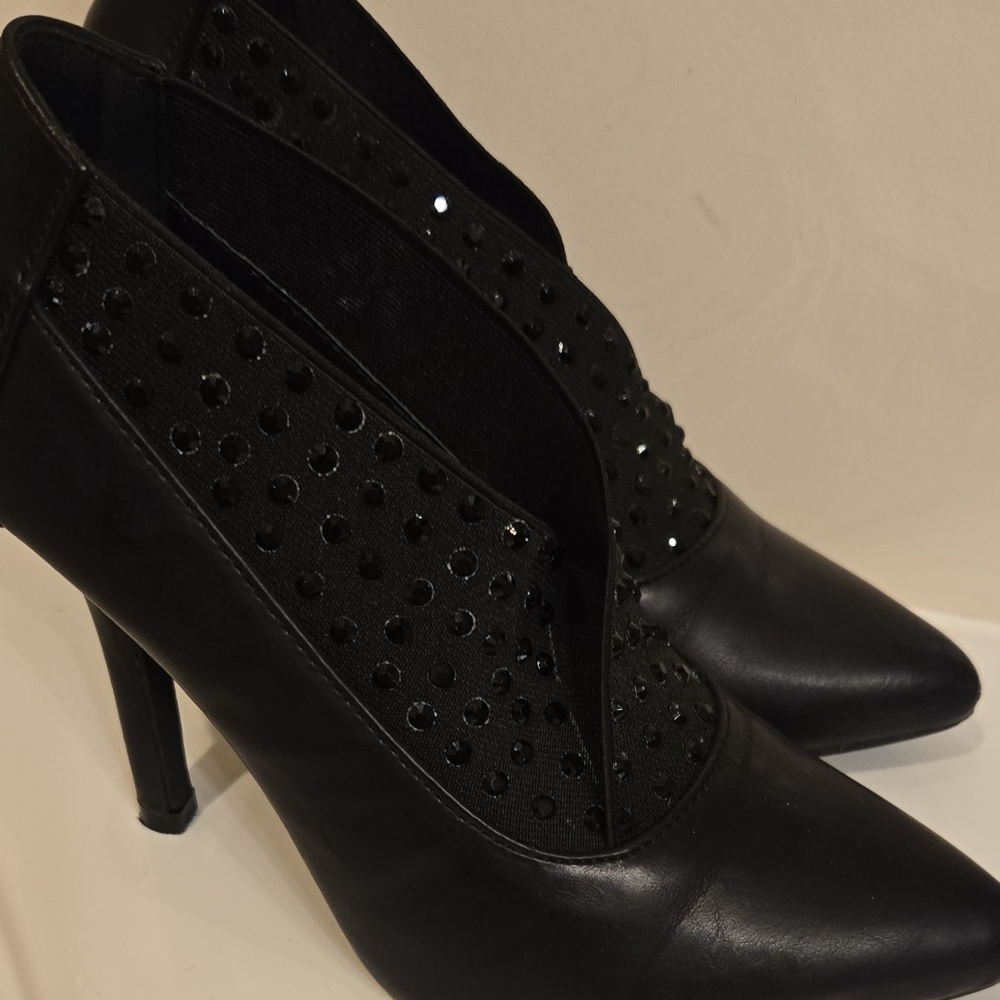 Italina Black Ankle Booties with Studded Detail